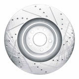 Dynamic Friction 2020-2025 Tesla Model Y Front Left Drilled & Slotted Silver Brake Rotor by Dynamic Friction Company 631-26007L