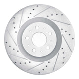 Dynamic Friction 2020-2025 Tesla Model Y Front Left Drilled & Slotted Silver Brake Rotor by Dynamic Friction Company 631-26007L
