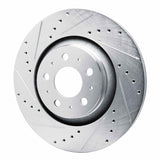 Dynamic Friction 2020-2025 Tesla Model Y Rear Left Drilled & Slotted Silver Brake Rotor by Dynamic Friction Company 631-26008L