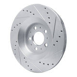 Dynamic Friction 2020-2025 Tesla Model Y Rear Left Drilled & Slotted Silver Brake Rotor by Dynamic Friction Company 631-26008L