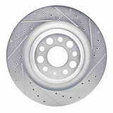 Dynamic Friction 2021-2025 Tesla Model S Rear Right Drilled & Slotted Silver Brake Rotor by Dynamic Friction Company 631-26010R
