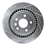 Dynamic Friction 2010-2017 Volvo XC60 Rear Left Drilled & Slotted Silver Brake Rotor by Dynamic Friction Company 631-27044L