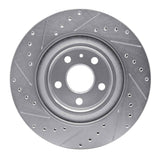 Dynamic Friction 2016-2026 Volvo V90/V60 Cross Country Rear Right Drill & Slot Silver Brake Rotor by Dynamic Friction Company 631-27052R