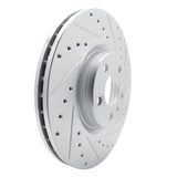 Dynamic Friction 2017-2025 Volvo V60/S90/XC60/S60/V90/XC40 Front Right Drilled & Slotted Silver Brake Rotor by Dynamic Friction Company 631-27059R