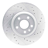 Dynamic Friction 2017-2025 Volvo V60/S90/XC60/S60/V90/XC40 Front Right Drilled & Slotted Silver Brake Rotor by Dynamic Friction Company 631-27059R