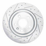 Dynamic Friction 2019-2025 Volvo XC40 Rear Left Drilled & Slotted Silver Brake Rotor by Dynamic Friction Company 631-27061L
