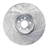 Dynamic Friction 2016-2025 BMW i7 Right Front Drilled & Slotted Silver Brake Rotor by Dynamic Friction Company 631-31131D