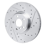 Dynamic Friction 2016-2025 BMW M340iX Left Front Drilled & Slotted Silver Brake Rotor by Dynamic Friction Company 631-31134D