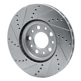 Dynamic Friction 2013-2023 Chrysler 200 Front Right Drilled & Slotted Silver Brake Rotor by Dynamic Friction Company 631-39025R
