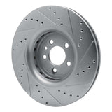 Dynamic Friction 2014-2023 Dodge Charger Front Left Drilled & Slotted Silver Brake Rotor by Dynamic Friction Company 631-40035L