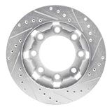 R1 Concepts 1975-1993 Dodge W200 Front Left Drilled & Slotted Silver Brake Rotor