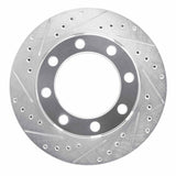 R1 Concepts 1975-1993 Dodge W200 Front Left Drilled & Slotted Silver Brake Rotor