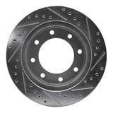 R1 Concepts 1973-1993 Dodge RM300 Front Left Drilled & Slotted Silver Brake Rotor