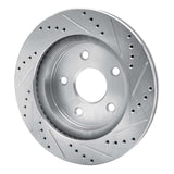 Dynamic Friction 2002-2024 Chrysler Aspen Front Left Drilled & Slotted Silver Brake Rotor by Dynamic Friction Company 631-40094L