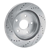 Dynamic Friction 2002-2024 Chrysler Aspen Front Right Drilled & Slotted Silver Brake Rotor by Dynamic Friction Company 631-40094R