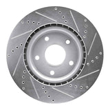 Dynamic Friction 2012-2025 Chrysler Voyager Front Left Drilled & Slotted Silver Brake Rotor by Dynamic Friction Company 631-40112L