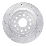 Dynamic Friction 2019-2025 Ram 1500 Rear Left Drilled & Slotted Silver Brake Rotor by Dynamic Friction Company 631-40121L