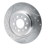 Dynamic Friction 2014-2023 Jeep Cherokee Rear Left Drilled & Slotted Silver Brake Rotor by Dynamic Friction Company 631-42010L