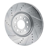 Dynamic Friction 2014-2025 Alfa Romeo Tonale Front Left Drilled & Slotted Silver Brake Rotor by Dynamic Friction Company 631-42013L