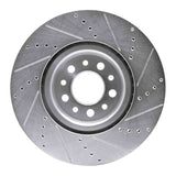 Dynamic Friction 2014-2025 Alfa Romeo Tonale Front Left Drilled & Slotted Silver Brake Rotor by Dynamic Friction Company 631-42013L