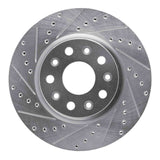 Dynamic Friction 2018-2025 Jeep Wrangler Front Left Drilled & Slotted Silver Brake Rotor by Dynamic Friction Company 631-42039L