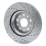 Dynamic Friction 2018-2025 Jeep Wrangler Front Left Drilled & Slotted Silver Brake Rotor by Dynamic Friction Company 631-42039L