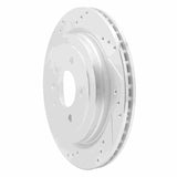 Dynamic Friction 2013-2019 Cadillac ATS Rear Left Drilled & Slotted Silver Brake Rotor by Dynamic Friction Company 631-46032L