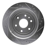 Dynamic Friction 2013-2019 Cadillac XTS Rear Left Drilled & Slotted Silver Brake Rotor by Dynamic Friction Company 631-46034L