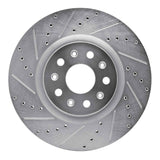Dynamic Friction 2014-2025 Cadillac CT6 Front Left Drilled & Slotted Silver Brake Rotor by Dynamic Friction Company 631-46036L