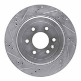 Dynamic Friction 2004-2009 Cadillac SRX Rear Left Drilled & Slotted Silver Brake Rotor by Dynamic Friction Company 631-46044L
