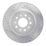 Dynamic Friction 2020-2025 Cadillac CT4 Rear Left Drilled & Slotted Silver Brake Rotor by Dynamic Friction Company 631-46063L