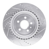 Dynamic Friction 2009-2024 Cadillac CTS Rear Left Drilled & Slotted Silver Brake Rotor by Dynamic Friction Company 631-47039L