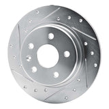 Dynamic Friction 2016-2023 Chevrolet Cruze Rear Left Drilled & Slotted Silver Brake Rotor by Dynamic Friction Company 631-47052L