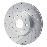 Dynamic Friction 2016-2025 Cadillac CT5 Front Left Drilled & Slotted Silver Brake Rotor by Dynamic Friction Company 631-47055L