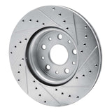 Dynamic Friction 2016-2025 Cadillac CT5 Front Left Drilled & Slotted Silver Brake Rotor by Dynamic Friction Company 631-47055L