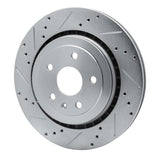 Dynamic Friction 2016-2024 Cadillac ATS Rear Left Drilled & Slotted Silver Brake Rotor by Dynamic Friction Company 631-47074L
