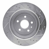 Dynamic Friction 2016-2024 Cadillac ATS Rear Left Drilled & Slotted Silver Brake Rotor by Dynamic Friction Company 631-47074L