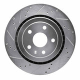 Dynamic Friction 2016-2024 Cadillac ATS Rear Left Drilled & Slotted Silver Brake Rotor by Dynamic Friction Company 631-47074L
