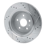 Dynamic Friction 2016-2024 Cadillac ATS Rear Left Drilled & Slotted Silver Brake Rotor by Dynamic Friction Company 631-47074L