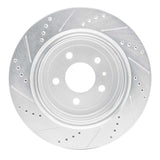 Dynamic Friction 2016-2024 Cadillac ATS Rear Right Drilled & Slotted Silver Brake Rotor by Dynamic Friction Company 631-47074R