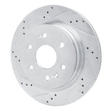 Dynamic Friction 2019-2025 Cadillac Escalade ESV Rear Left Drilled & Slotted Silver Brake Rotor by Dynamic Friction Company 631-47081L