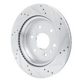 Dynamic Friction 2019-2025 Cadillac Escalade ESV Rear Left Drilled & Slotted Silver Brake Rotor by Dynamic Friction Company 631-47081L