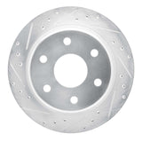 R1 Concepts 1999-2007 Chevrolet Silverado 1500 HD Rear Left Drilled & Slotted Silver Brake Rotor by R1 Concepts 631-48037L