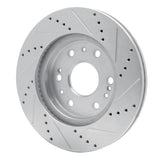 Dynamic Friction 2005-2020 Cadillac Escalade Front Left Drilled & Slotted Silver Brake Rotor by Dynamic Friction Company 631-48050L