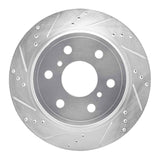 Dynamic Friction 2007-2020 Cadillac Escalade EXT Rear Left Drilled & Slotted Silver Brake Rotor by Dynamic Friction Company 631-48053L