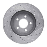 Dynamic Friction 2005-2014 Ford Mustang Front Left Drilled & Slotted Silver Brake Rotor by Dynamic Friction Company 631-54057L