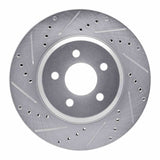 Dynamic Friction 2005-2014 Ford Mustang Front Left Drilled & Slotted Silver Brake Rotor by Dynamic Friction Company 631-54057L