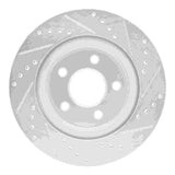 Dynamic Friction 2005-2014 Ford Mustang Rear Left Drilled & Slotted Silver Brake Rotor by Dynamic Friction Company 631-54058L