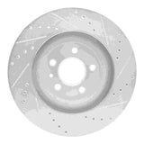 Dynamic Friction 2011-2014 Ford Mustang Front Left Drilled & Slotted Silver Brake Rotor by Dynamic Friction Company 631-54065L
