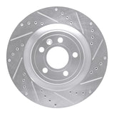 Dynamic Friction 2011-2014 Ford Mustang Front Right Drilled & Slotted Silver Brake Rotor by Dynamic Friction Company 631-54065R